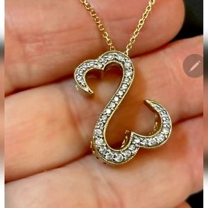 14K Gold Double Heart Pendant